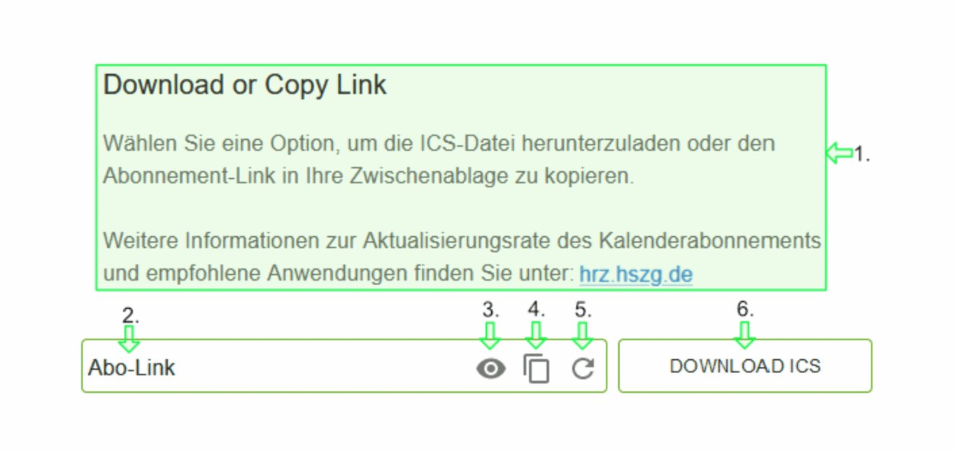 Das Kalender-Abonnement wird erläutert.