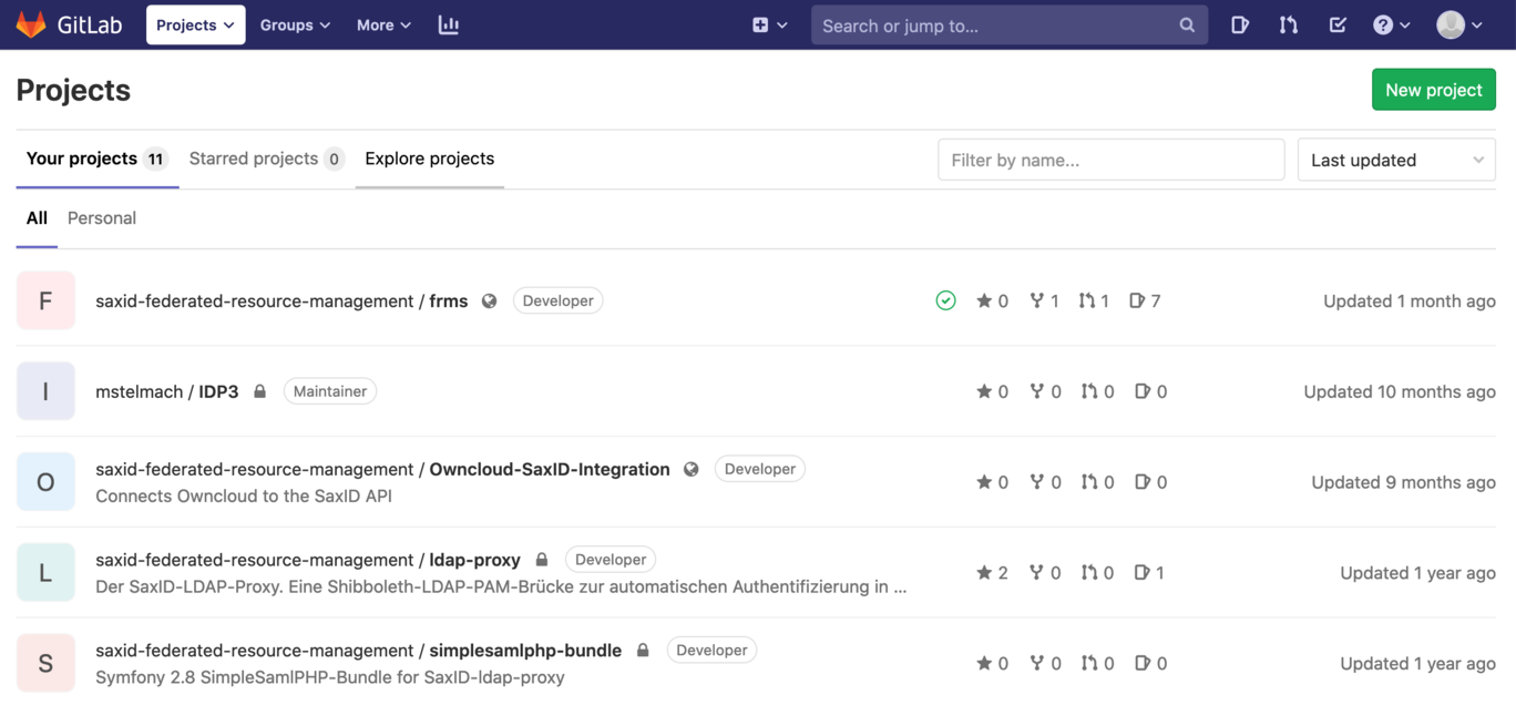Screenshot Ansicht GitLab